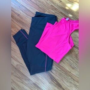 Avia Gray Leggings and Danskin Now Bright Pink Top Bundle